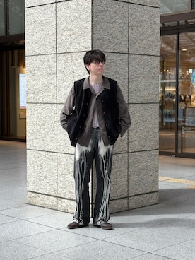 「アイテム（カバーオール）」を使った、大久保　陸人さん（メンズ・181cm）の秋コーディネート