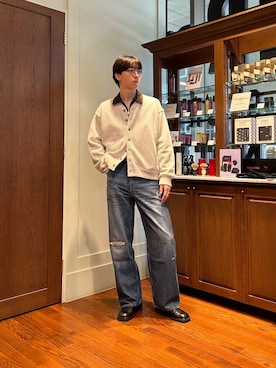「アイテム（その他アウター、ブラウン系）」を使った、大久保　陸人さん（メンズ・181cm）の秋コーディネート