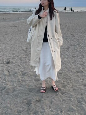 「GU（ジーユー）のアイテム（モッズコート）」を使った、tennensuiさん（レディース・162cm）の夏コーディネート
