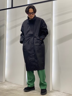 「Uiscel（ユイセル）のアイテム（モッズコート）」を使った、新村優樹さん（メンズ・177cm）の冬コーディネート