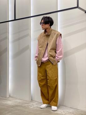 「Uiscel（ユイセル）のアイテム」を使った、新村優樹さん（メンズ・177cm）の春コーディネート