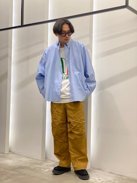 「Uiscel（ユイセル）のアイテム（パンツ）」を使った、新村優樹さん（メンズ・177cm）の冬コーディネート