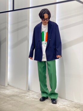 「DAIRIKU（ダイリク）のアイテム（パンツ）」を使った、新村優樹さん（メンズ・177cm）の冬コーディネート