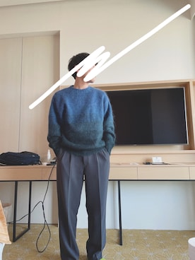 「N.HOOLYWOOD」｜「アイテム（スラックス）」を使った、まことさん（メンズ・166cm）の冬コーディネート