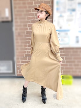 「タートルネック」｜「アイテム（キャスケット）」を使った、mio*さん（レディース・152cm）の冬コーディネート