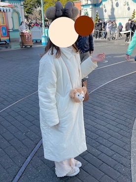 「オールホワイト」｜「アイテム（チェスターコート）」を使った、miizuukiiiさん（レディース・155cm）の冬コーディネート