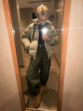 「Chikashitsu +（チカシツプラス）のアイテム（ジャケット/アウター）」を使った、RYOさん（メンズ・166cm）の冬コーディネート