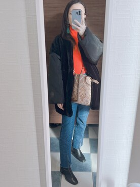 「LOWRYS FARM（ローリーズファーム）のストレッチヒールブーツ　851418（ブーツ）」を使った、はるかさん（レディース・155cm）の冬コーディネート