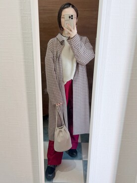 「niko and...（ニコアンド）のアイテム（ステンカラーコート）」を使った、はるかさん（レディース・155cm）の冬コーディネート