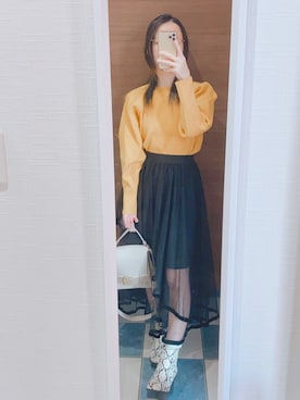 「パワショルニット」｜はるかさん（レディース・155cm）の秋コーディネート