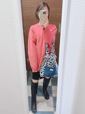 「ゆるニット」｜「アイテム（ブルゾン）」を使った、はるかさん（レディース・155cm）の冬コーディネート