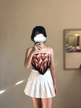 「アイテム（チューブトップ、その他）」を使った、Thaさん（レディース・163cm）の秋コーディネート