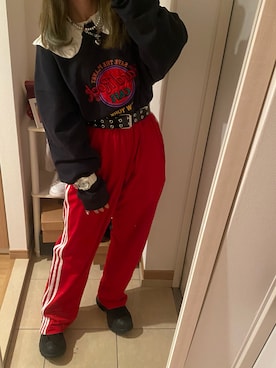 「ジャージーパンツ」｜「アイテム（スウェット）」を使った、ㅎㄹさん（レディース・155cm）の春コーディネート