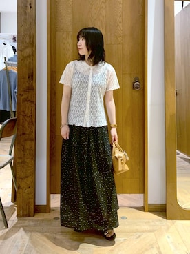 「GLOBAL WORK（グローバルワーク）のAiry Breezeフレアスカート/636606（スカート、その他）」を使った、515yoshiさん（レディース・149cm）の夏コーディネート