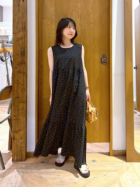 「GLOBAL WORK（グローバルワーク）のAiry Breezeワンピース/636251（ワンピース、ブラック系）」を使った、515yoshiさん（レディース・149cm）の夏コーディネート
