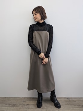 「秋服」｜「アイテム（ジャンパースカート）」を使った、rismstaffさん（レディース・167cm）の秋コーディネート