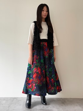 「黒」｜「アイテム（ベスト）」を使った、rismstaffさん（レディース・165cm）の夏コーディネート