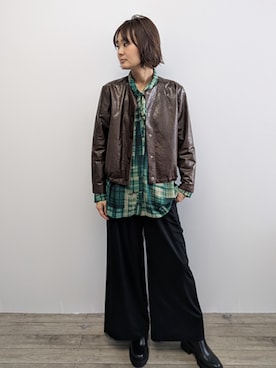 「アイテム（ノーカラージャケット）」を使った、rismstaffさん（レディース・167cm）の秋コーディネート