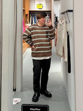 「BAYFLOW（ベイフロー）のアイテム（パンツ）」を使った、あおいさん（メンズ・164cm）の春コーディネート