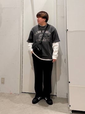 「adidas（アディダス）の【adidas(アディダス)】SUPERSTAR 2(MEN)（その他シューズ、ブラック系）」を使った、あおいさん（メンズ・164cm）の春コーディネート