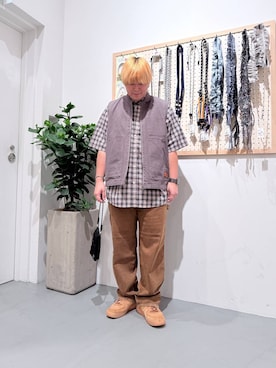 「アイテム（ベスト）」を使った、あおいさん（メンズ・164cm）の夏コーディネート