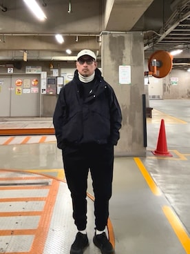 「アイテム（ナイロンジャケット）」を使った、ゴル髭さん（メンズ・176cm）の冬コーディネート