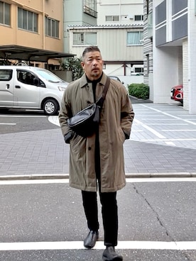 「アイテム（ボディバッグ/ウエストポーチ）」を使った、ゴル髭さん（メンズ・176cm）の冬コーディネート