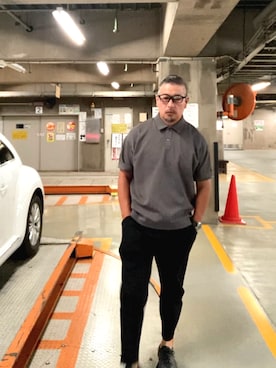 「アイテム（ポロシャツ）」を使った、ゴル髭さん（メンズ・176cm）の秋コーディネート