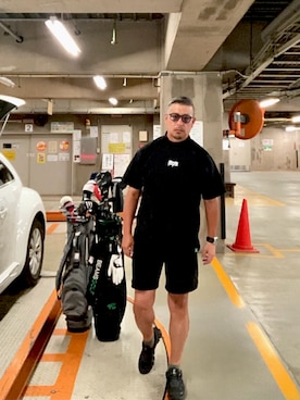 「黒コーデ」｜ゴル髭さん（メンズ・176cm）の夏コーディネート