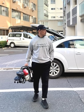 「アイテム（スウェット）」を使った、ゴル髭さん（メンズ・176cm・40代）の冬コーディネート