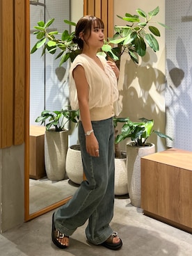 「アイテム（ニット/セーター）」を使った、Miyuさん（レディース・150cm）の夏コーディネート