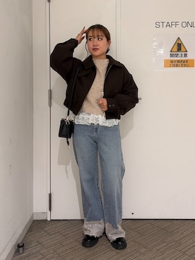 「FREE'S MART（フリーズマート）のアイテム（パンツ）」を使った、Miyuさん（レディース・150cm）の秋コーディネート