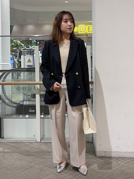 「FREE'S MART（フリーズマート）のアイテム（スラックス）」を使った、Miyuさん（レディース・150cm）の春コーディネート