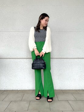 「FREE'S MART（フリーズマート）の◇ボストンチェーンショルダーバッグ（ショルダーバッグ）」を使った、Miyuさん（レディース・150cm）の春コーディネート