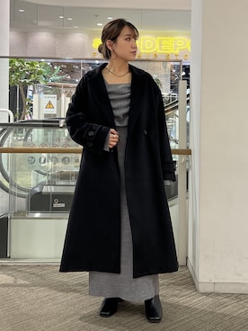 「アイテム（ワンピース/ドレス、グレー系）」を使った、Miyuさん（レディース・150cm）の冬コーディネート