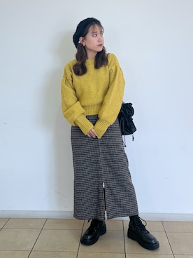 「FREE'S MART（フリーズマート）のアイテム（ハンチング/ベレー帽）」を使った、Miyuさん（レディース・150cm）の秋コーディネート