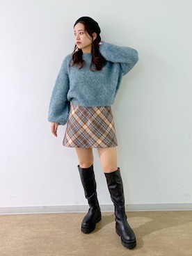 「FREE'S MART（フリーズマート）のアイテム（ハンチング/ベレー帽）」を使った、Miyuさん（レディース・150cm）の冬コーディネート
