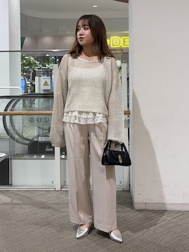 「FREE'S MART（フリーズマート）のアイテム（スラックス）」を使った、Miyuさん（レディース・150cm）の春コーディネート