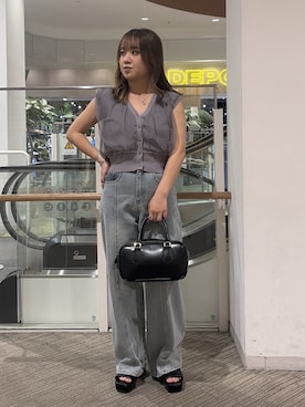 「FREE'S MART（フリーズマート）のアイテム（パンツ）」を使った、Miyuさん（レディース・150cm）の夏コーディネート