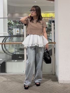「FREE'S MART（フリーズマート）のアイテム（パンツ）」を使った、Miyuさん（レディース・150cm）の夏コーディネート