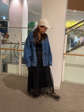 「FREE'S MART（フリーズマート）のアイテム（デニムジャケット）」を使った、Miyuさん（レディース・150cm）の夏コーディネート