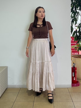 「ティアードスカート」｜「アイテム（その他シューズ）」を使った、Miyuさん（レディース・150cm）の夏コーディネート