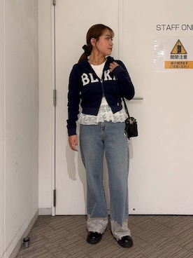 「FREE'S MART（フリーズマート）のアイテム（パンツ）」を使った、Miyuさん（レディース・150cm）の秋コーディネート