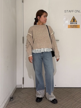 「FREE'S MART（フリーズマート）のアイテム（パンツ）」を使った、Miyuさん（レディース・150cm）の秋コーディネート