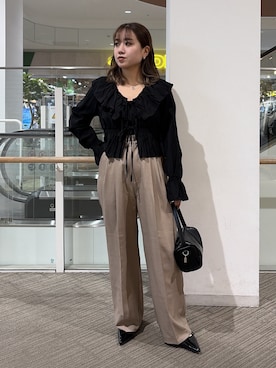 「FREE'S MART（フリーズマート）のアイテム（パンツ）」を使った、Miyuさん（レディース・150cm）の春コーディネート