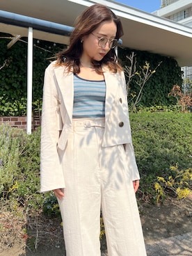 「春服デビュー宣言」｜「アイテム（タンクトップ）」を使った、Miyuさん（レディース・150cm）の春コーディネート