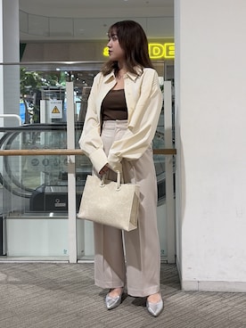 「FREE'S MART（フリーズマート）のアイテム（スラックス）」を使った、Miyuさん（レディース・150cm）の春コーディネート