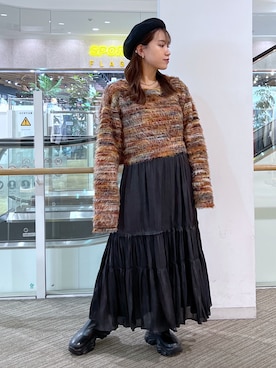 「FREE'S MART（フリーズマート）のアイテム（ハンチング/ベレー帽）」を使った、Miyuさん（レディース・150cm）の秋コーディネート