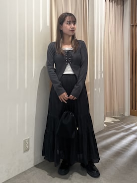 「アイテム（トートバッグ）」を使った、Miyuさん（レディース・150cm）の秋コーディネート