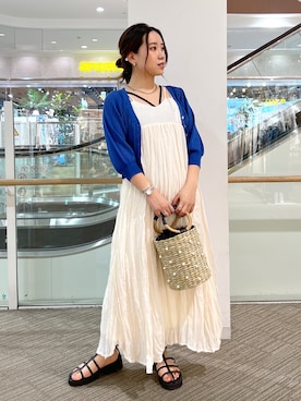 「FREE'S MART（フリーズマート）のアイテム（かごバッグ）」を使った、Miyuさん（レディース・150cm）の春コーディネート